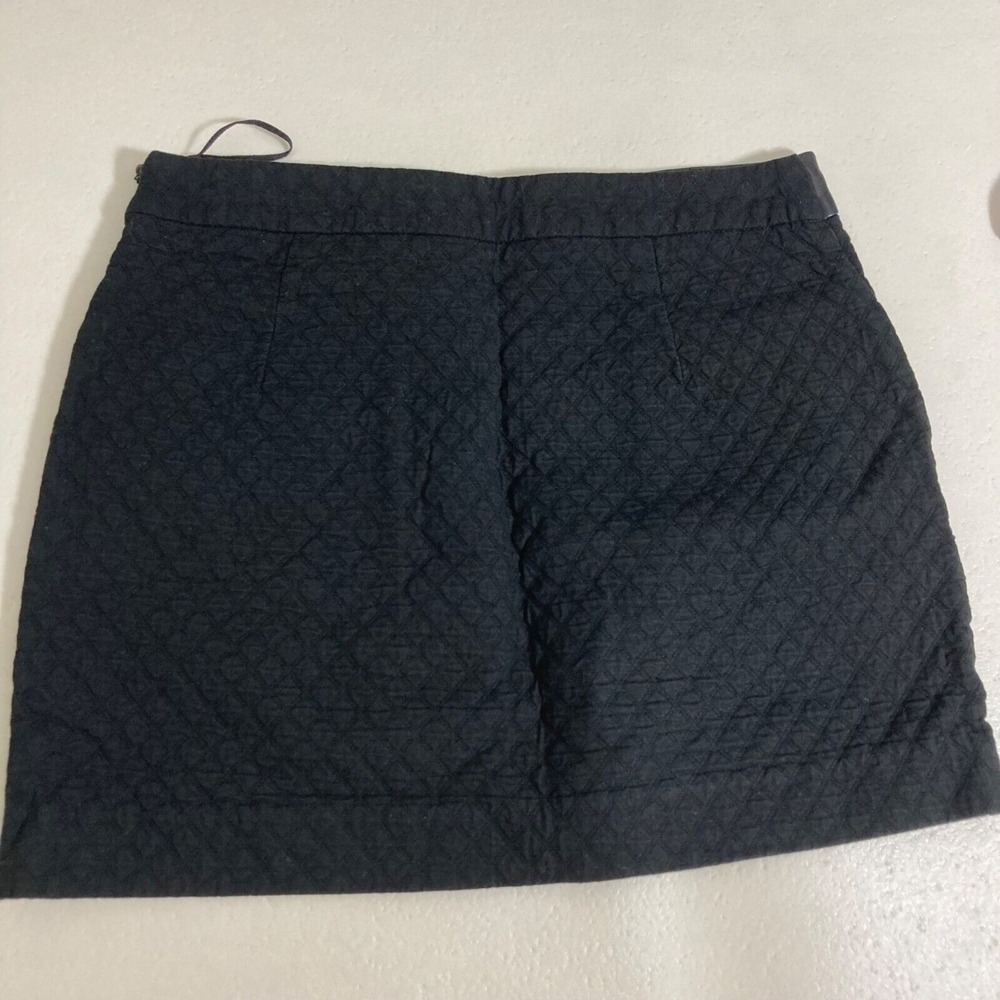 Mango Casual Mini Skirt Womens 2 Black Quilted Faux Leather Trim Pockets - Picture 10 of 12